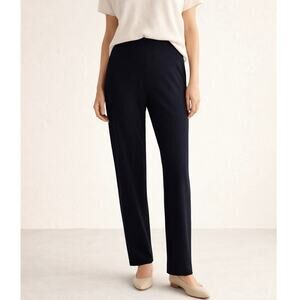 Eileen Fisher System Stretch Crepe Straight Pants Black XL